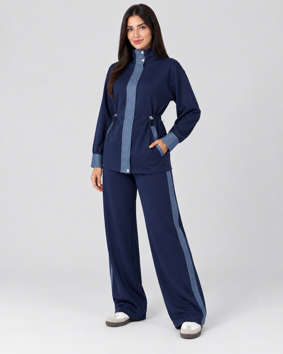 Denim Detaylı Modal Eşofman Takımı - Lacivert - 2. görsel