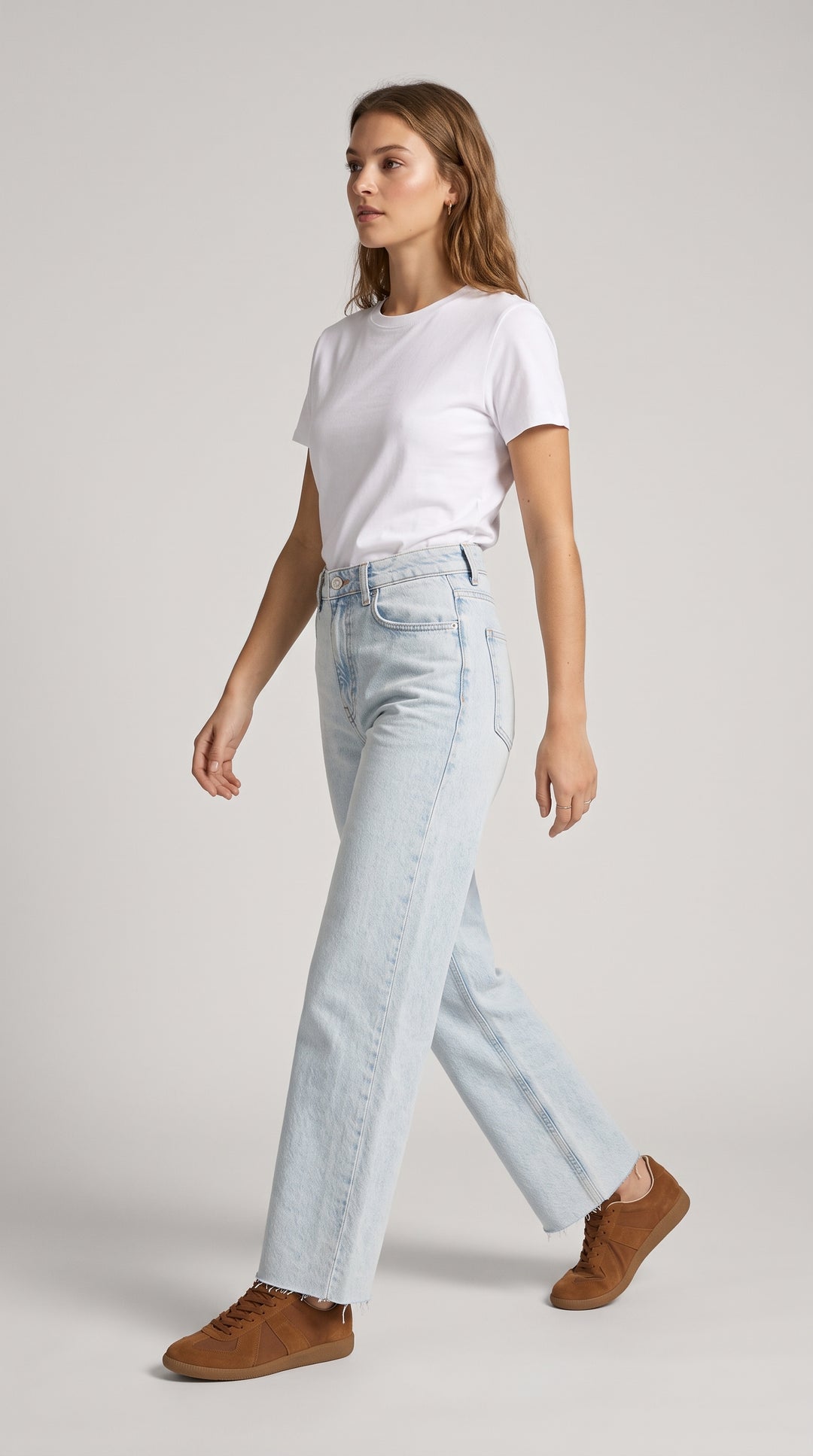 Buz Mavisi Bilek Boy Wide Leg Kot Pantolon - 3. görsel