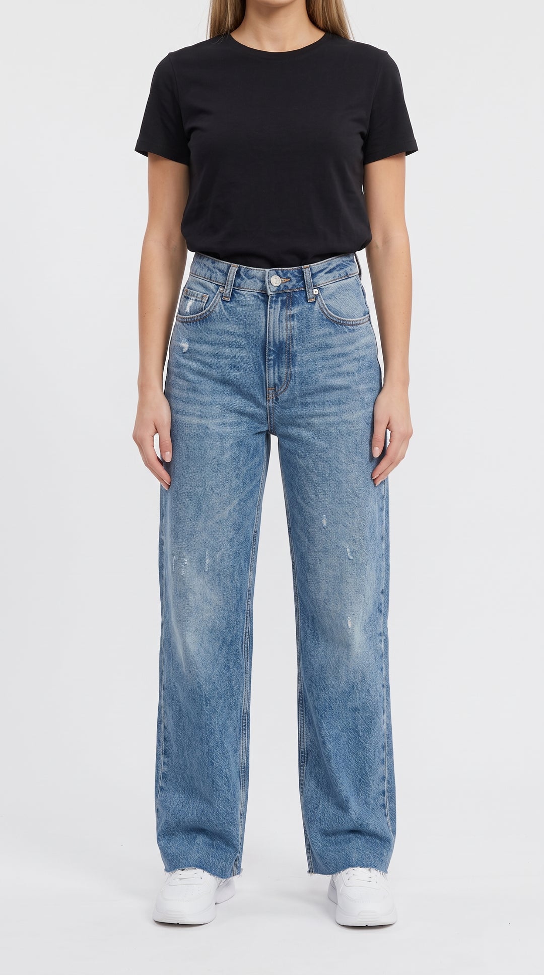 Tahriş Detaylı Kesik Paça Wide Leg Kot Pantolon - 4. görsel