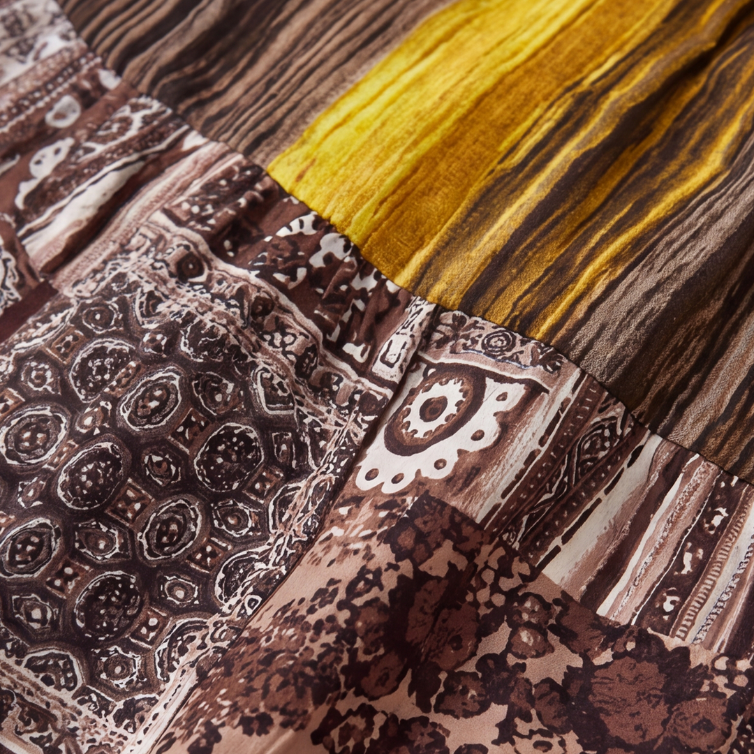 Bohem patchwork desenli ip askılı kadın elbise - 16. görsel