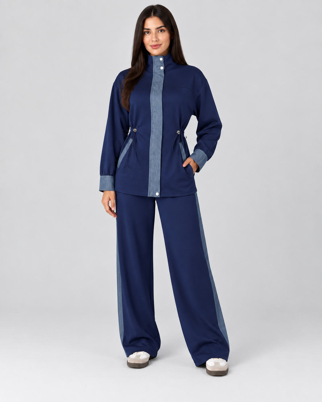 Denim Detaylı Modal Eşofman Takımı - Lacivert