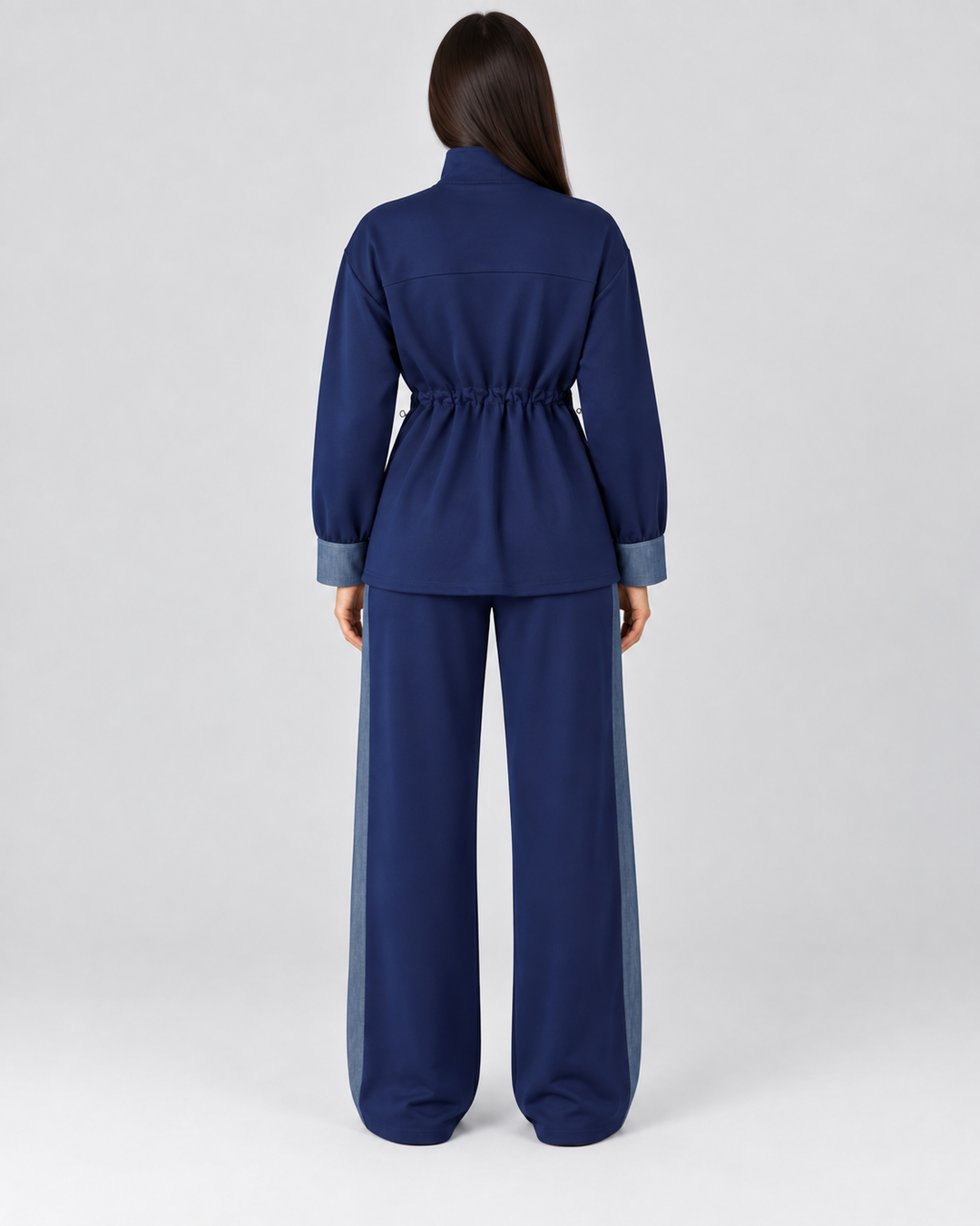 Denim Detaylı Modal Eşofman Takımı - Lacivert - 4. görsel
