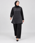 Süet Dokulu Tunik Pantolon Takım - Antrasit - 2. görsel