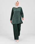 Süet Dokulu Tunik Pantolon Takım - Haki - 2. görsel