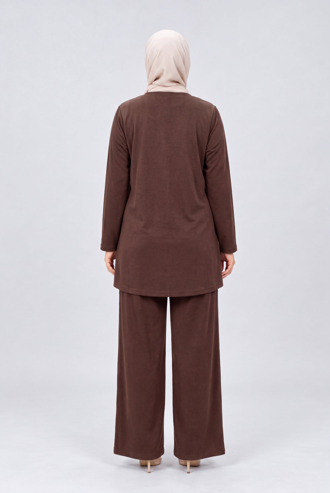 Süet Dokulu Tunik Pantolon Takım - Vizon - 3. görsel