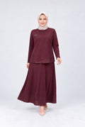 Asimetrik Kesim Bluz Etek Takım - Bordo - 2. görsel