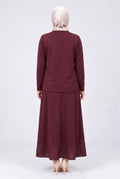 Asimetrik Kesim Bluz Etek Takım - Bordo - 3. görsel
