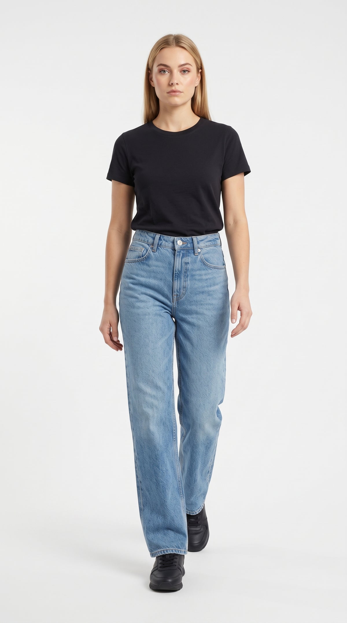 Yüksek Bel Straight Fit Kot Pantolon
