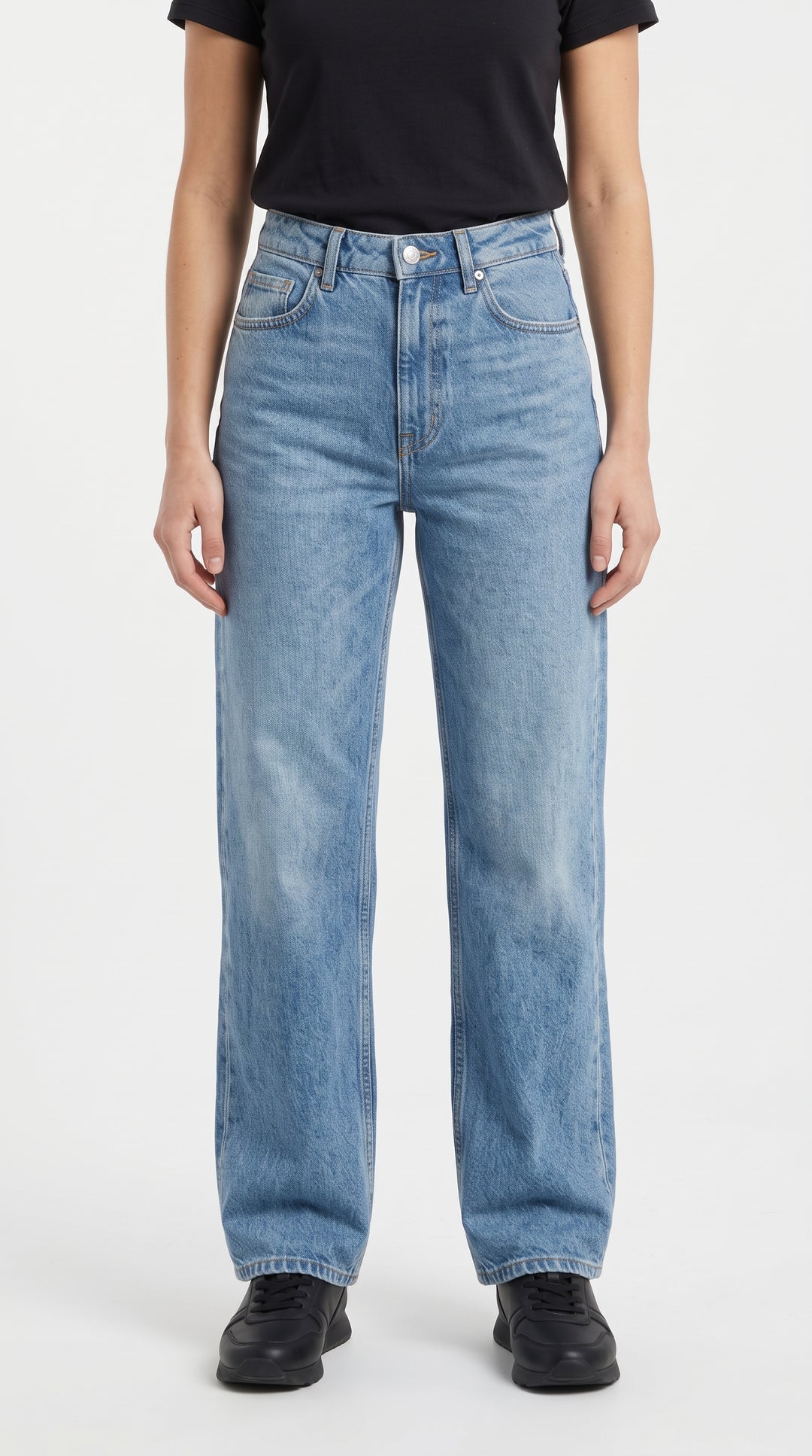 Yüksek Bel Straight Fit Kot Pantolon - 4. görsel