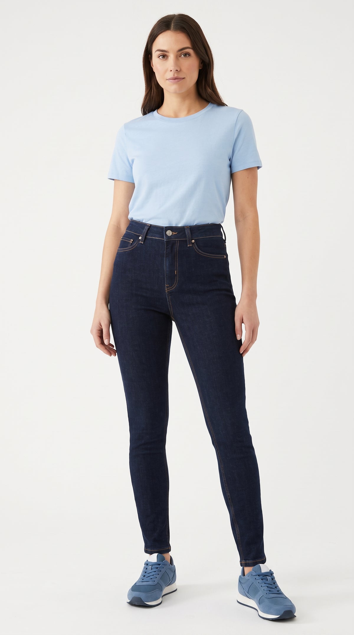 Yüksek Bel Lacivert Skinny Kot Pantolon