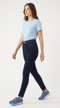 Yüksek Bel Lacivert Skinny Kot Pantolon - 3. görsel