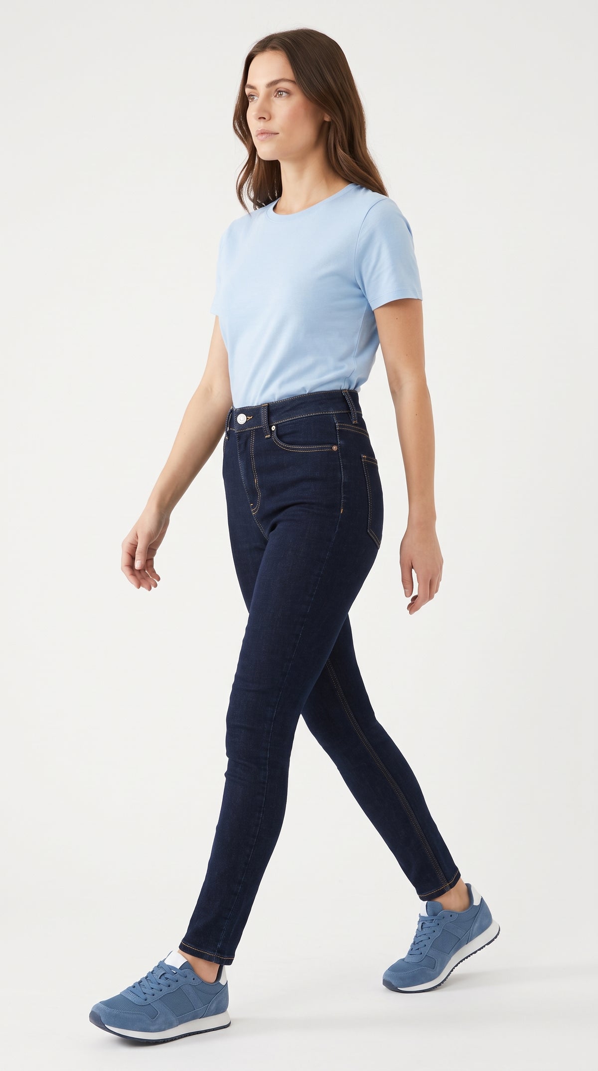 Yüksek Bel Lacivert Skinny Kot Pantolon - 3. görsel