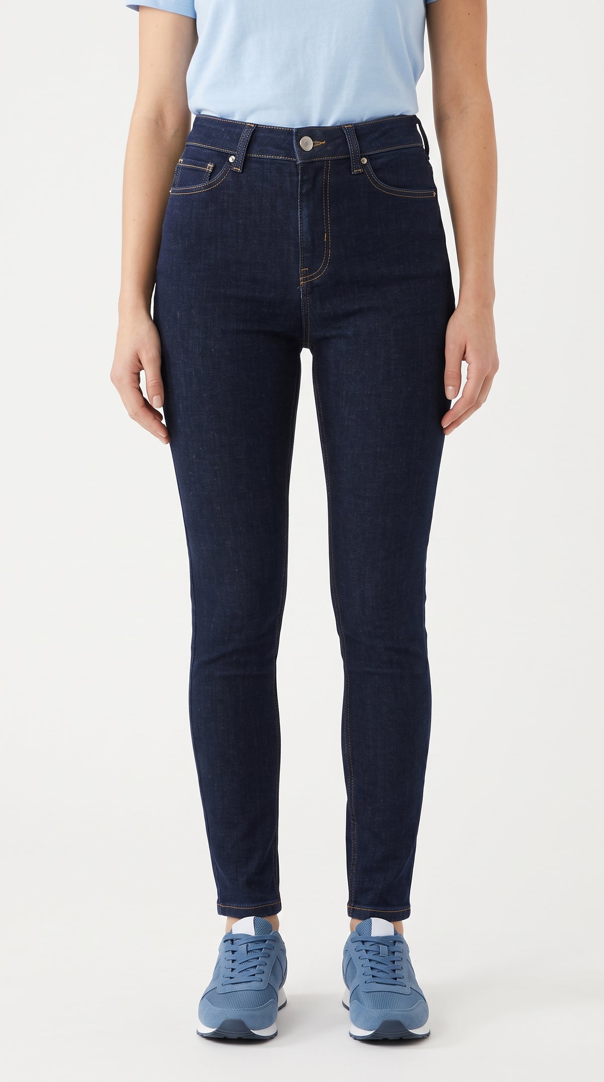 Yüksek Bel Lacivert Skinny Kot Pantolon - 4. görsel