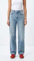 Yüksek Bel Orta Mavi Wide Leg Kot Pantolon - 4. görsel