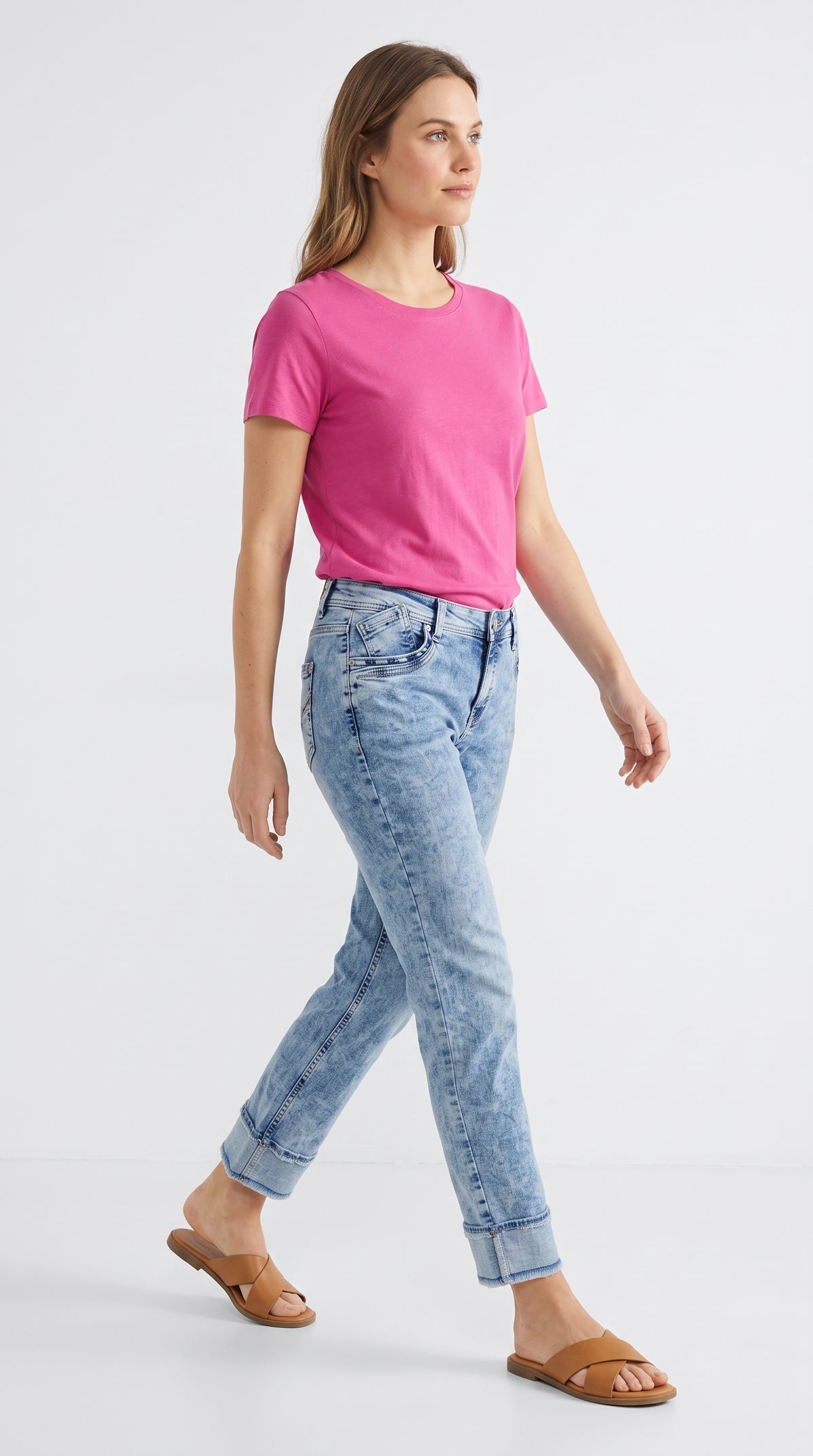 Kar Yıkamalı Duble Paça Straight Kot Pantolon - 3. görsel