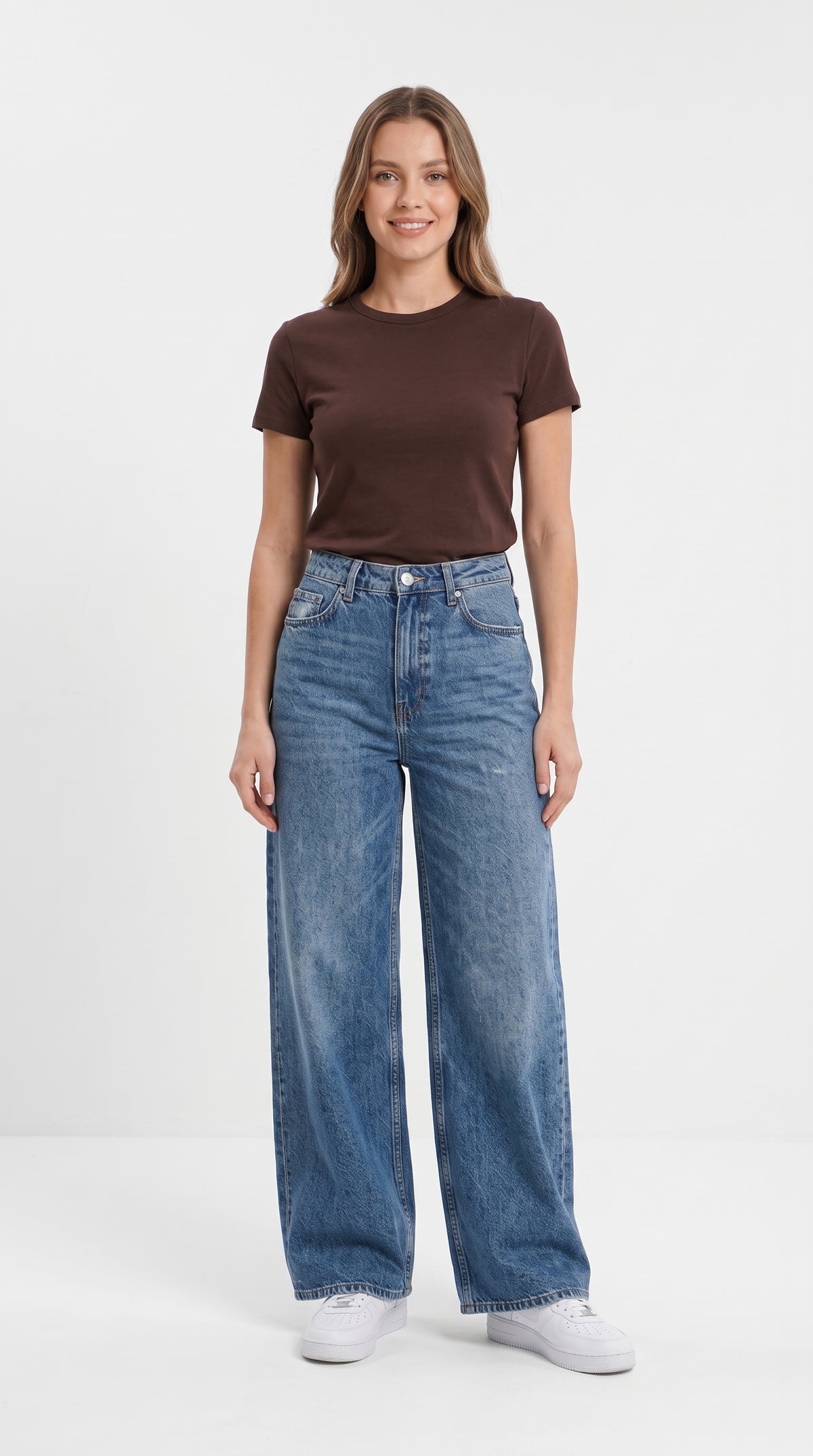 Koyu Mavi Bol Kesim Wide Leg Kot Pantolon