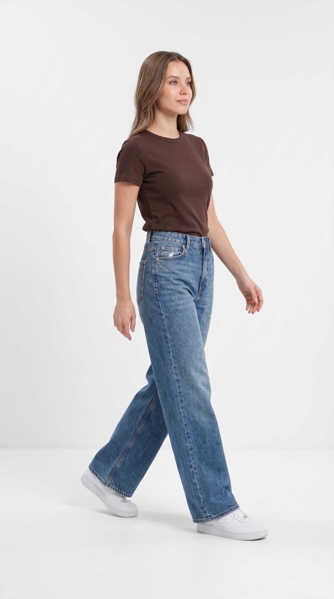 Koyu Mavi Bol Kesim Wide Leg Kot Pantolon - 3. görsel