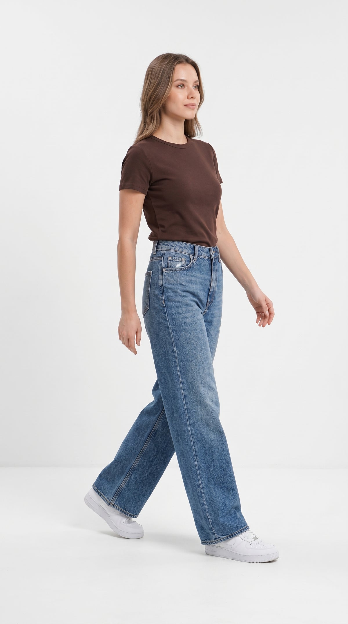 Koyu Mavi Bol Kesim Wide Leg Kot Pantolon - 3. görsel