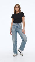 Yüksek Bel Kesik Paça Wide Leg Kot Pantolon - 2. görsel