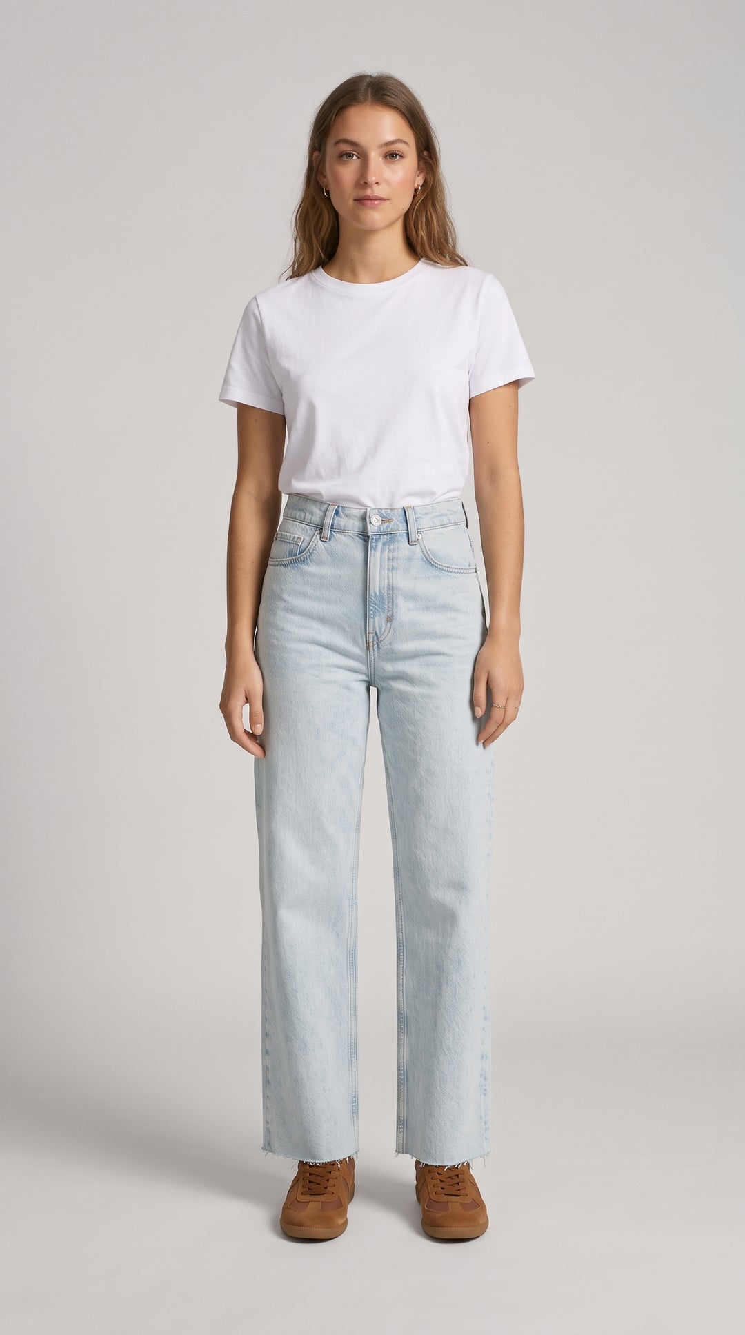 Buz Mavisi Bilek Boy Wide Leg Kot Pantolon - 2. görsel