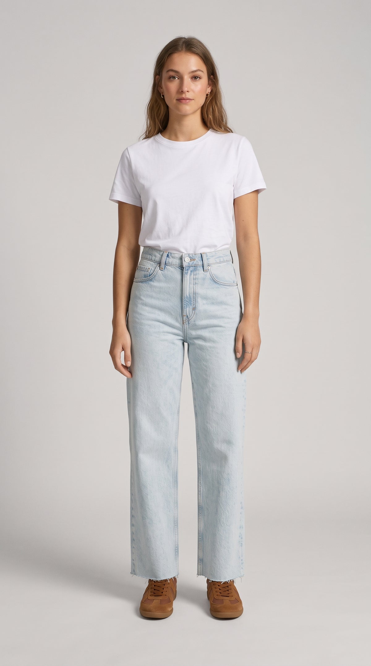 Buz Mavisi Bilek Boy Wide Leg Kot Pantolon - 2. görsel