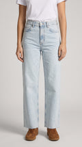 Buz Mavisi Bilek Boy Wide Leg Kot Pantolon - 4. görsel