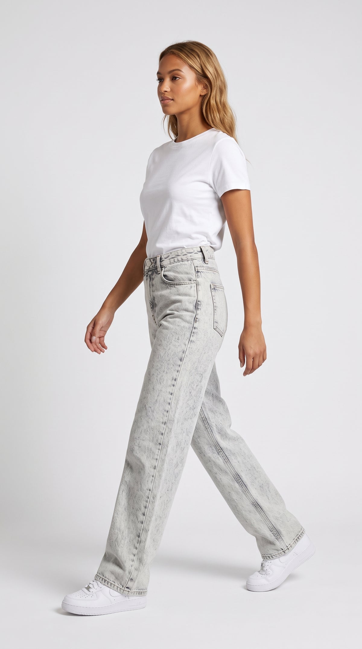 Kar Yıkamalı Gri Straight Kot Pantolon - 3. görsel