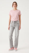 Tahriş Detaylı Gri Wide Leg Kot Pantolon - 2. görsel