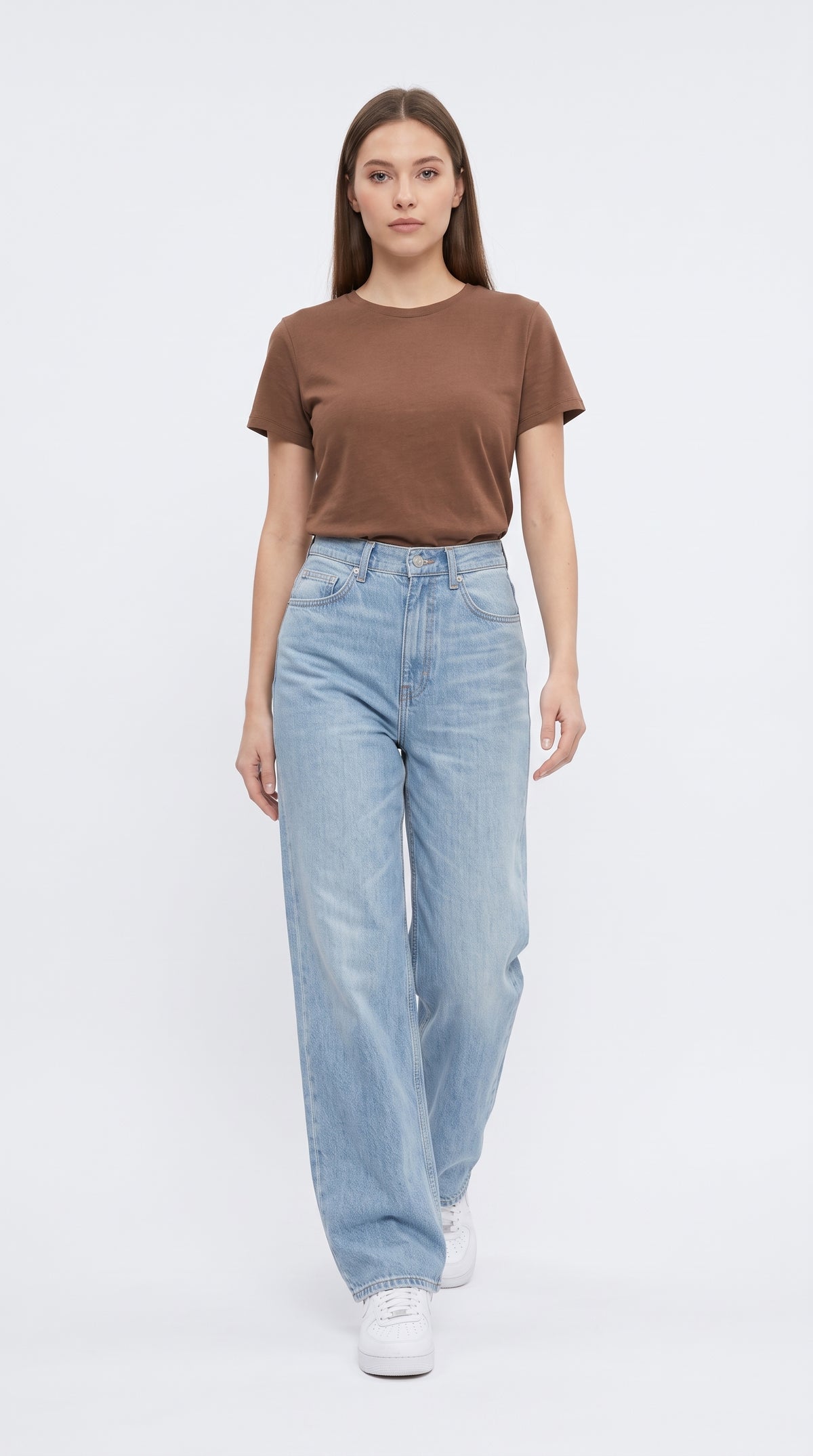 Yüksek Bel Uzun Paça Wide Leg Kot Pantolon