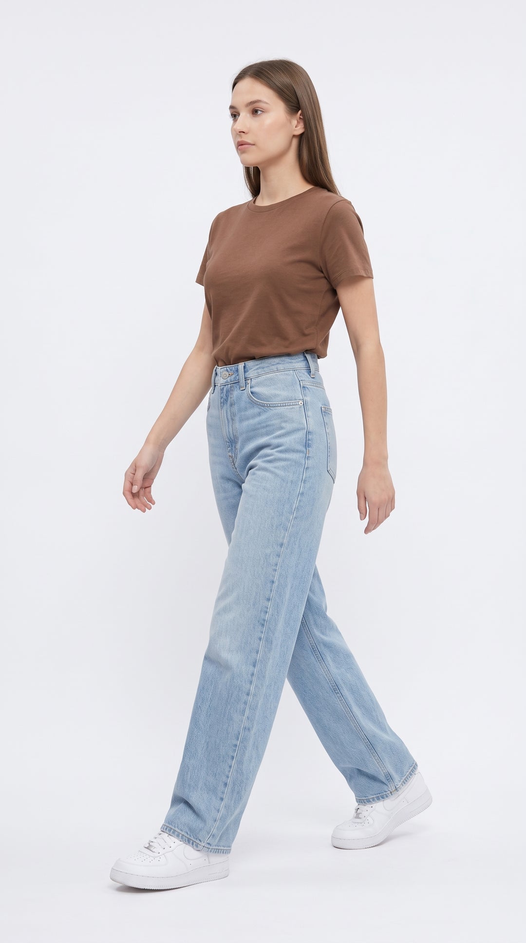 Yüksek Bel Uzun Paça Wide Leg Kot Pantolon - 3. görsel