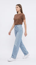 Yüksek Bel Uzun Paça Wide Leg Kot Pantolon - 3. görsel