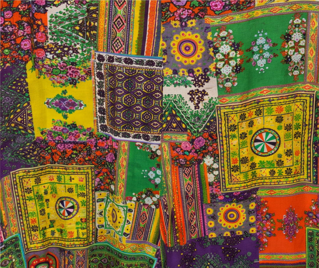 Yama görünümlü patchwork desenli düz kesim uzun yazlık kadın elbise - 12. görsel